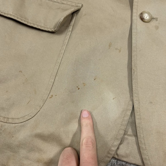 Vintage Polo Ralph Lauren Chino Suit Jacket Blazer Mens XL Canvas Chore (STAINED - Picture 8 of 11